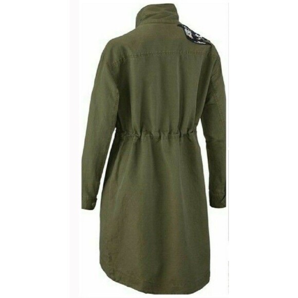 Cabi Utility Military Jacket Sequin Embellished Bird Star Patch Army Green Sz S - Picture 3 of 16